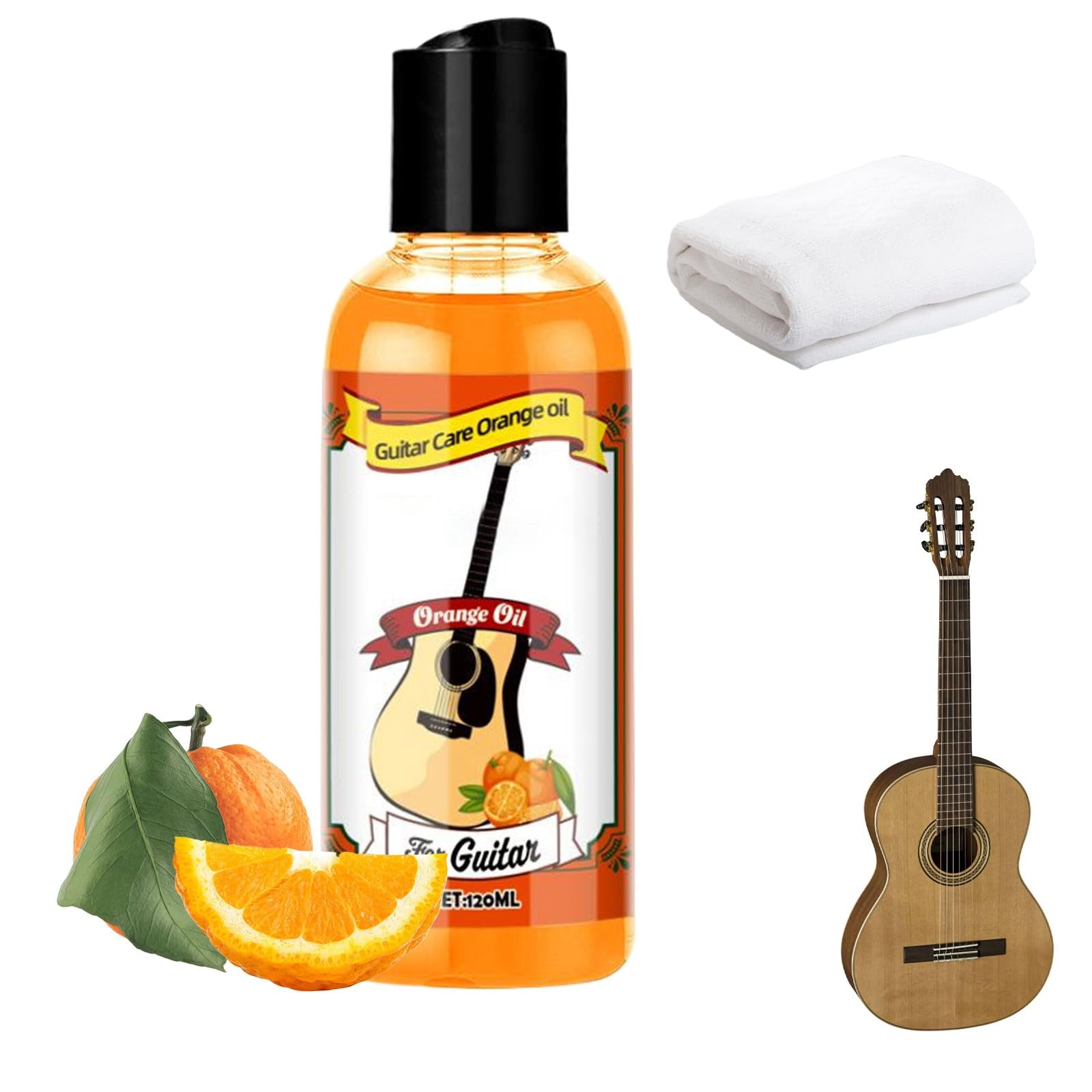 Huile pour Touches de Guitare,Huile de Citron pour Touche Guitare,Accessoires de Nettoyage,Lubrifiant pour Guitar,Ukulélé,120ML