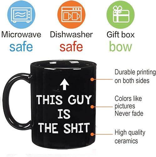 Miniatura 5 de FALJIOK Taza de café divertida con texto en inglés "This Guy Is the Shi*", regalo novedoso para papá, marido, hijo, hermano, novio, compañero de