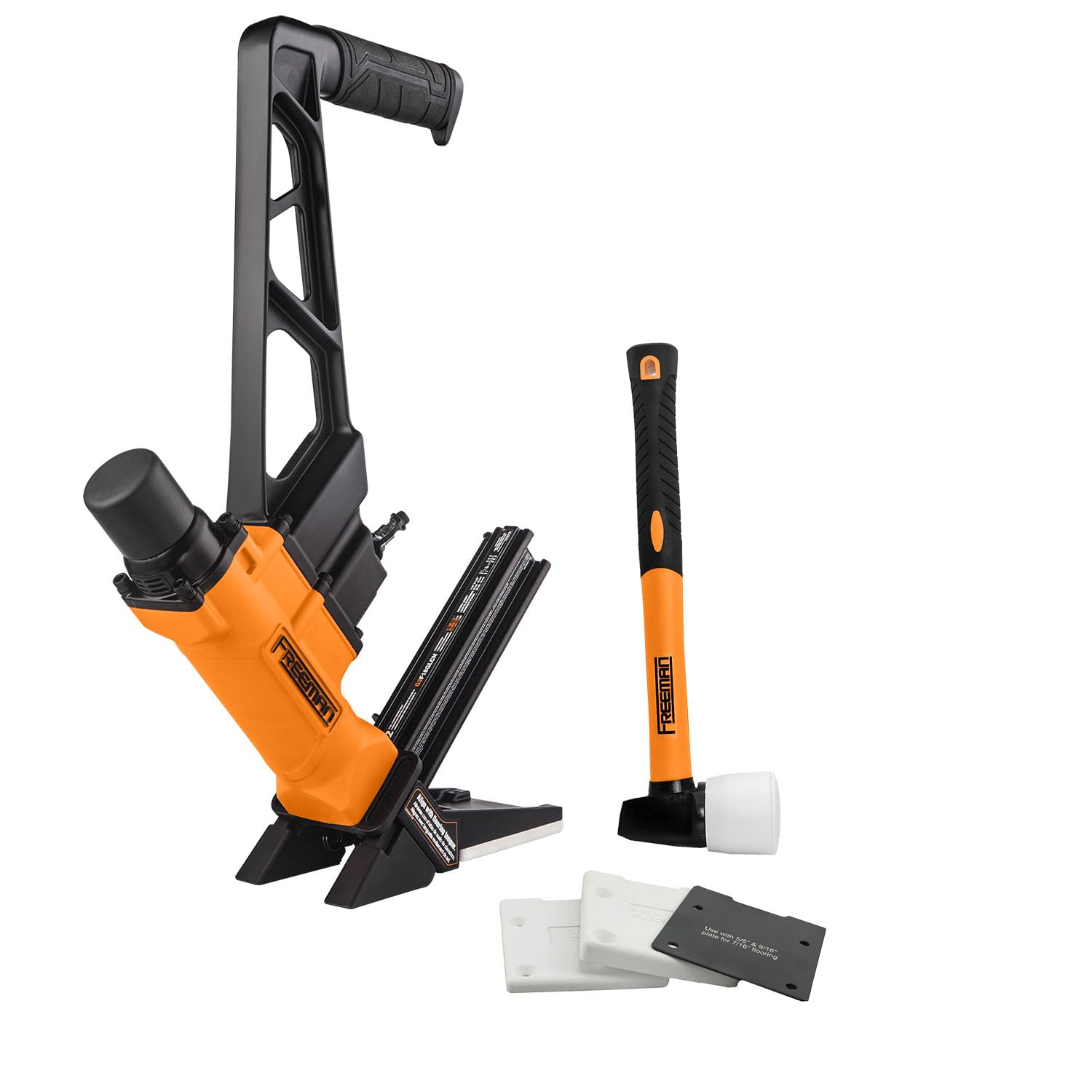 Freeman G2F18GLCN 2nd Generation Pneumatic 18-Gauge 1-3/4" L-Cleat Flooring Nailer with Flooring Mallet, Interchangeable Base Plates, and 1/4" NPT Air