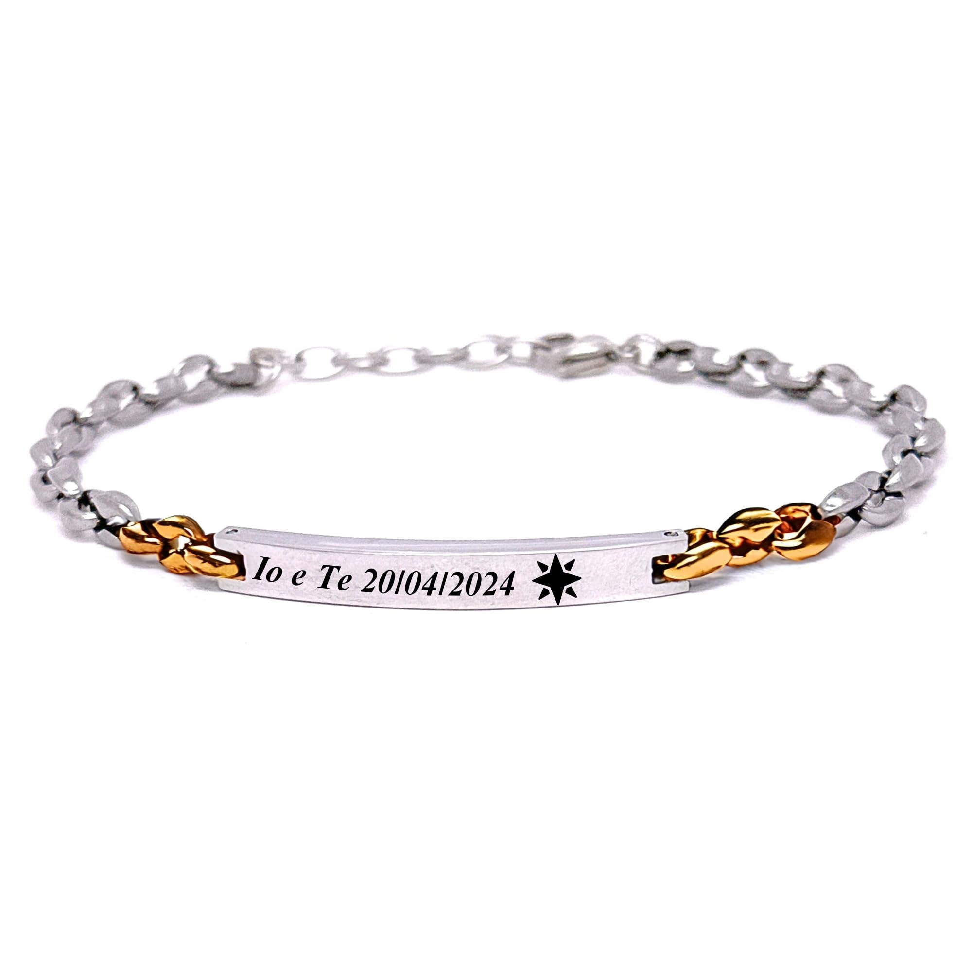 Bracciale Uomo Personalizzato in Acciaio Inox Maglia Marina con Incisione | Braccialetto Maschile Elegante Regolabile | Gioiello Personalizzabile Idea Regalo per Lui bcc3114