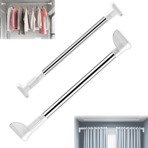 Barra ajustable sin taladros, tubo de 0.984 in de diámetro sin perforación, poste telescópico de acero inoxidable grueso, cortina de ducha, barra de