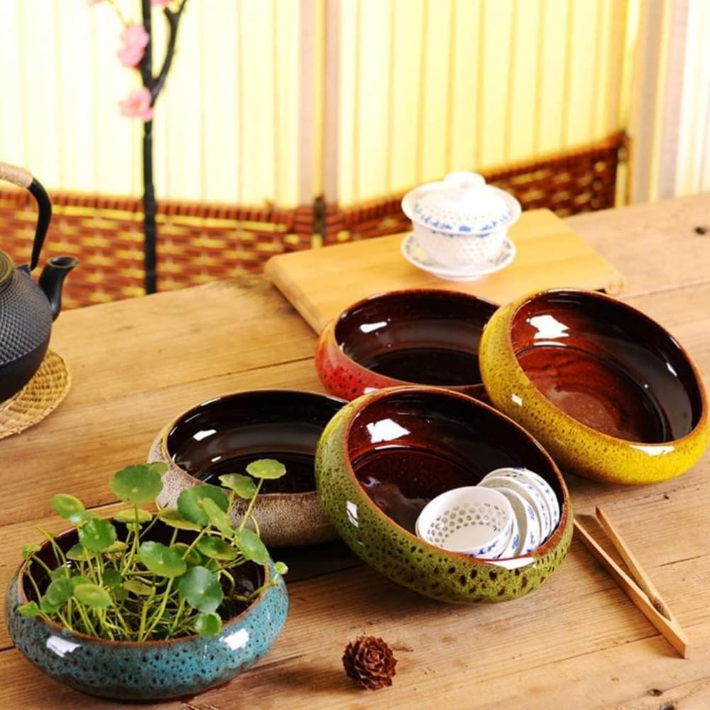 Ceramiczna miska doniczka ceramiczna hydroponiczna duża okrągła doniczka na sukulenty, doniczka na sukulenty, doniczka na kwiaty, wazon-15,5 * 5,8 * 18,5 cm