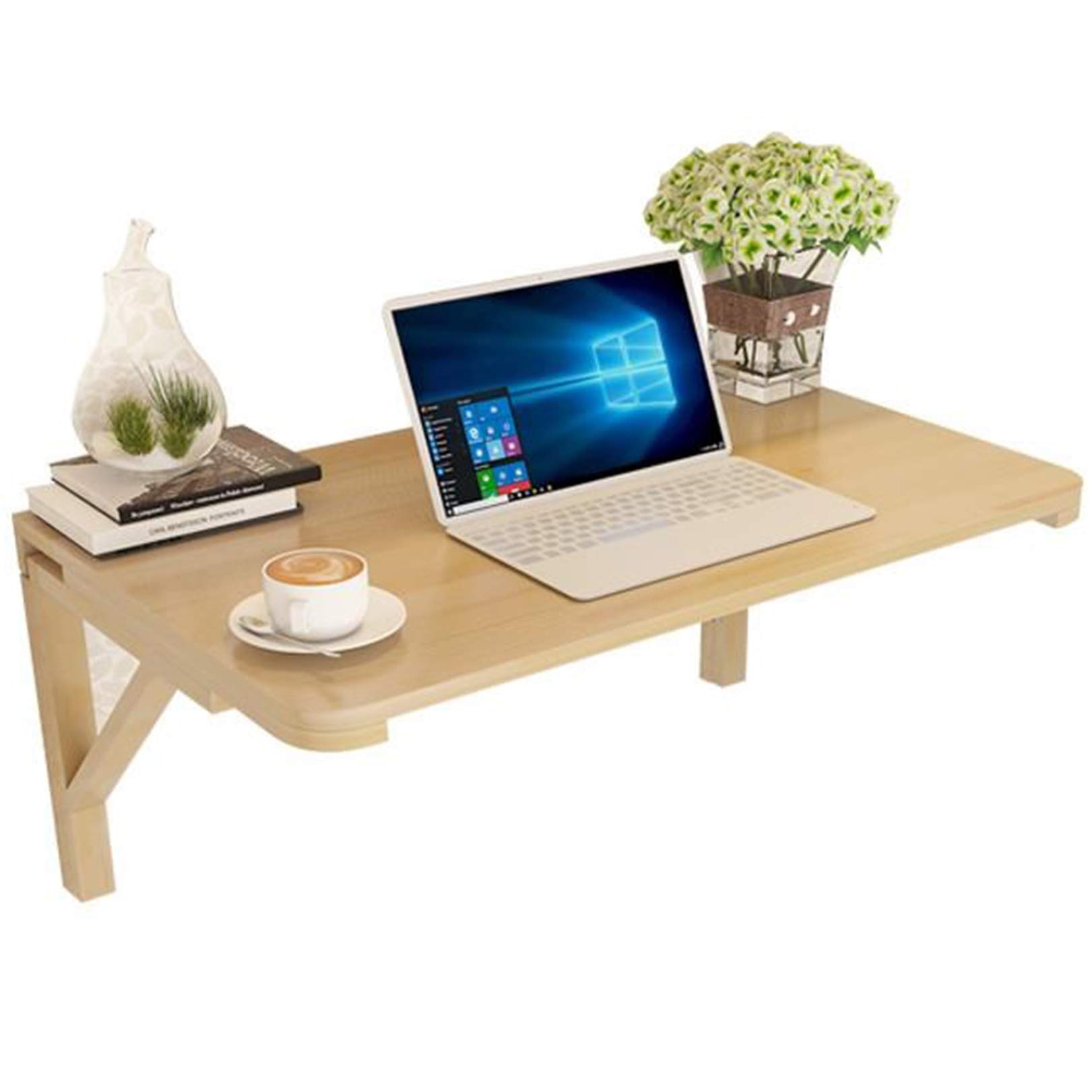 Table murale rabattable en bois massif | Bureau pliable gain de place