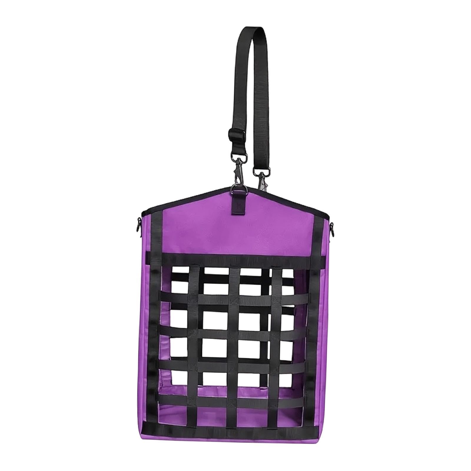Horse Hay Bag Slow Feed Easy Hanging Hay Net Feeder for Equestrian Show Wall Violet-image-15