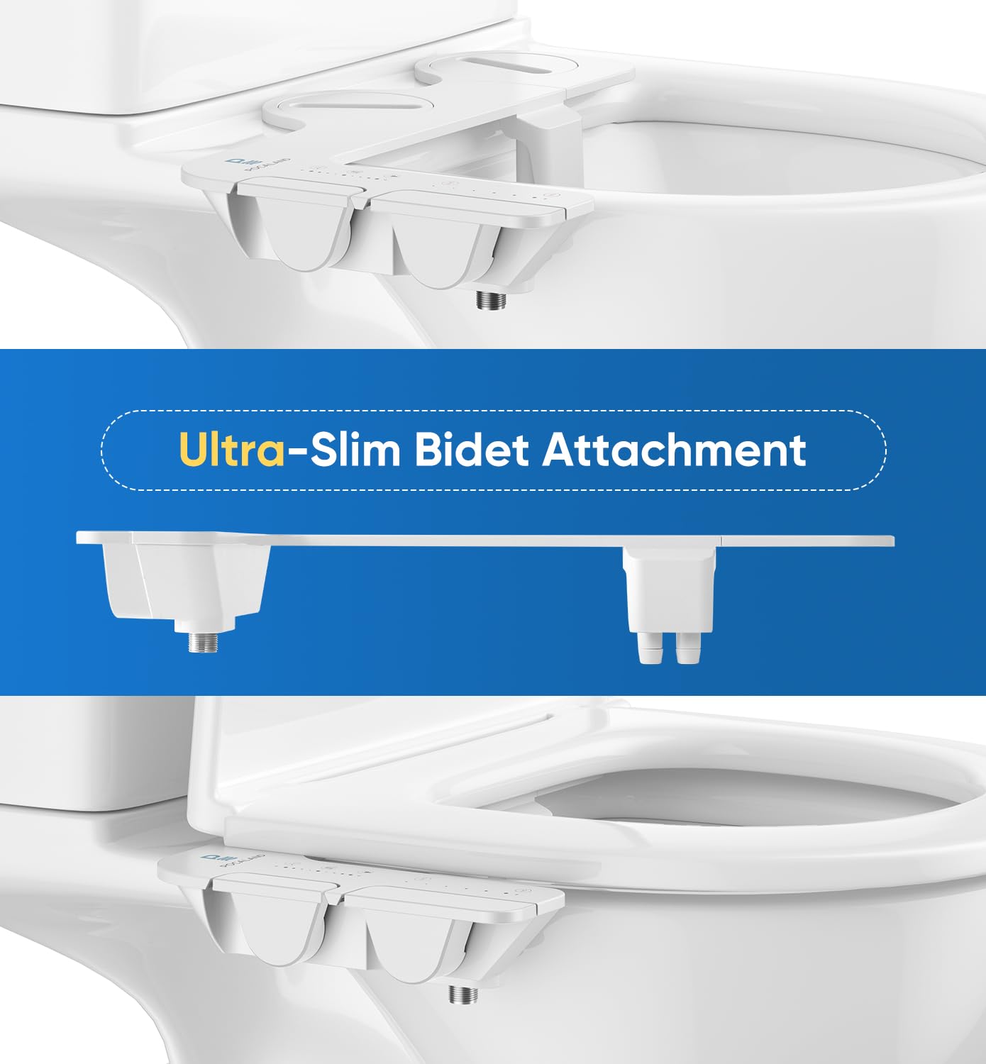 Ultra-Slim 3-in1 Bidet Self-Cleaning Posterior Feminine Wash- Retractable Dual Nozzles Non-Electric Bidet Attachment for Toilet Seat Adjustable Fresh — view 4