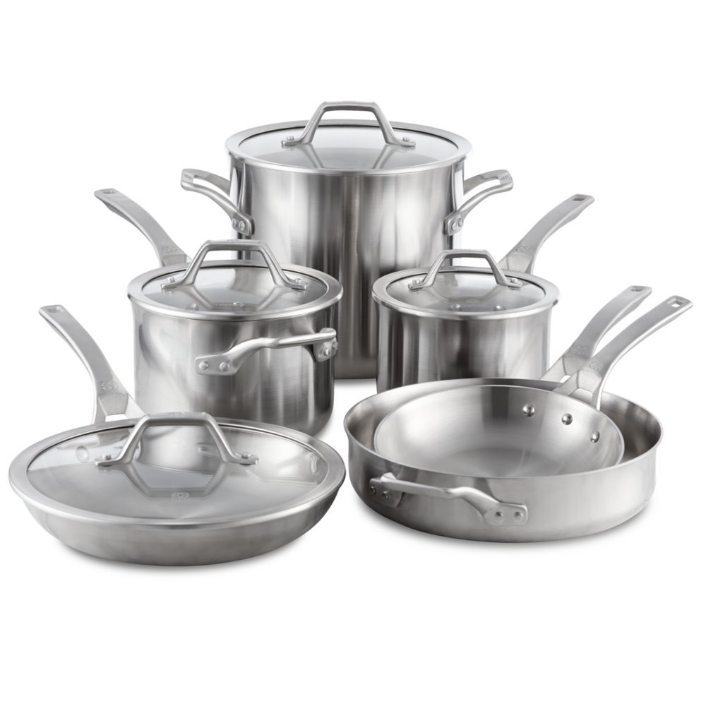 Sponsored Ad - Calphalon Signature Stainless Steel Pots and Pans, 10-Piece Cookware Set