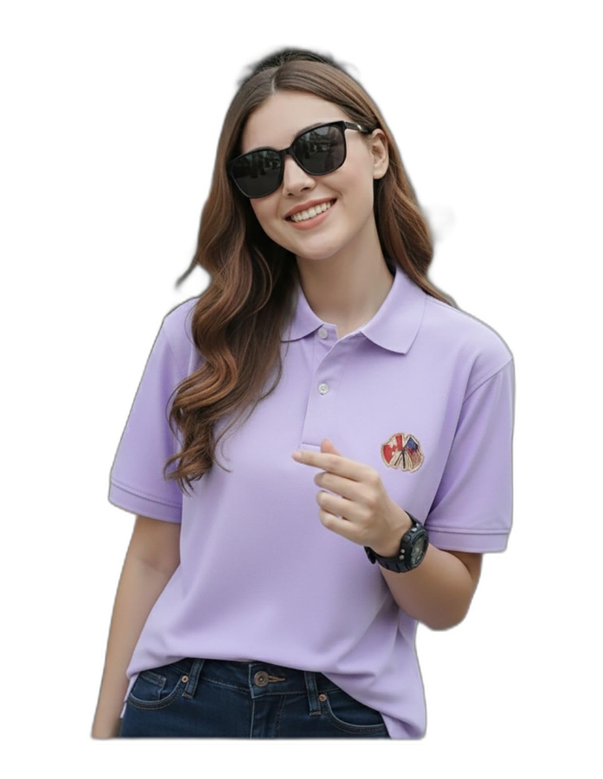 ain6 Merriment Solid Women Polo Neck Purple T-Shirt (BR1003-LAVENDER_XXL)_PT-picture-50