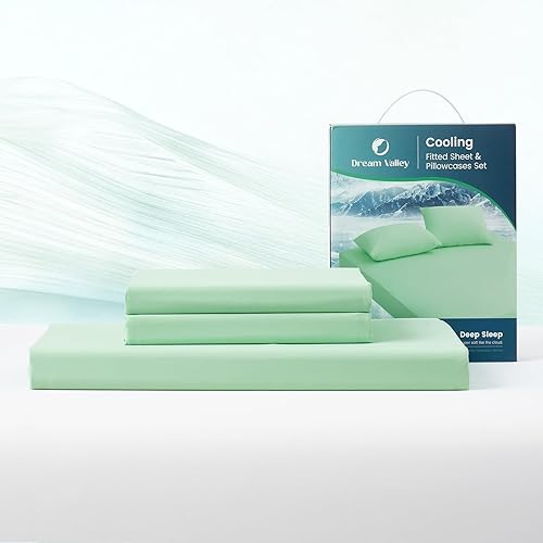 Dream Valley® Queen Sheet Set, Cooling Fitted Sheet with 2