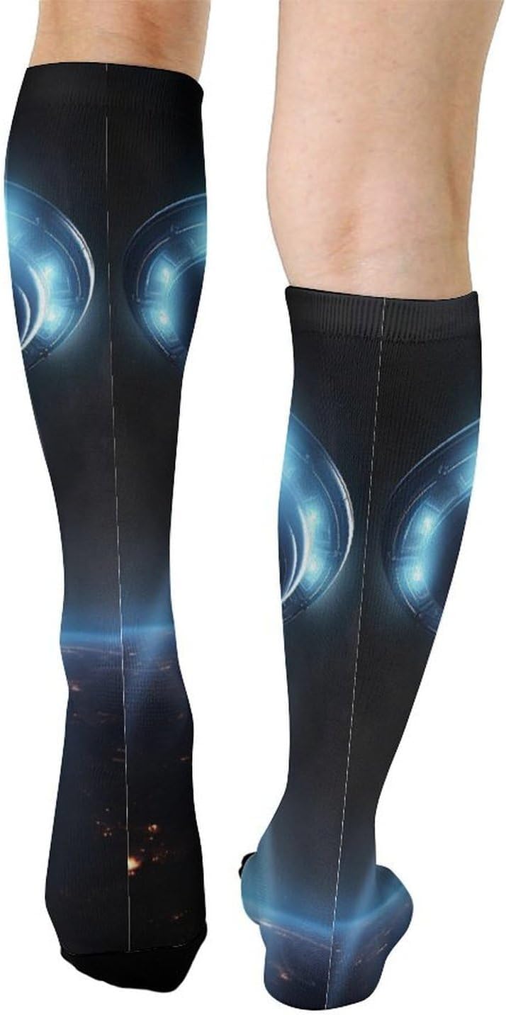 Knee High Socks UFO Spaceship Long Tube Boot Seamless Toe
