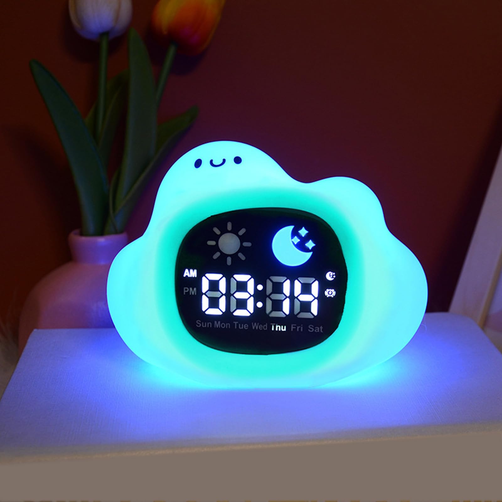 Niedlicher Kinderwecker in Tierform, berührungsaktiviertes Nachtlicht für Kinderschlafzimmer oder Schreibtischdekoration, Uhren, Schlummerfunktion