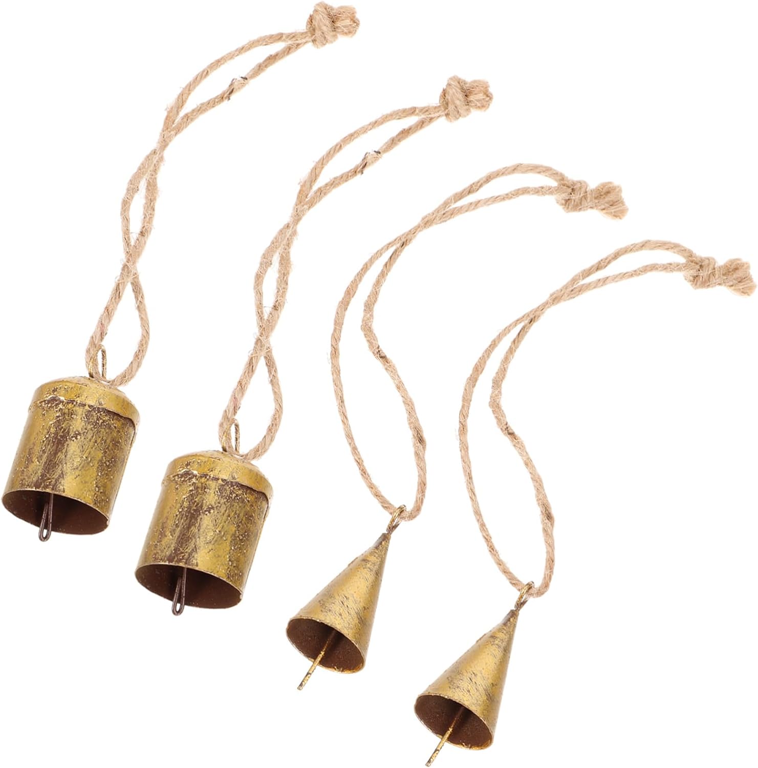 4pcs Vintage Metal Bell for Christmas Decorations Mini Rustic Bells for Crafting Holiday Pendant Ornaments for Festivals and Parties