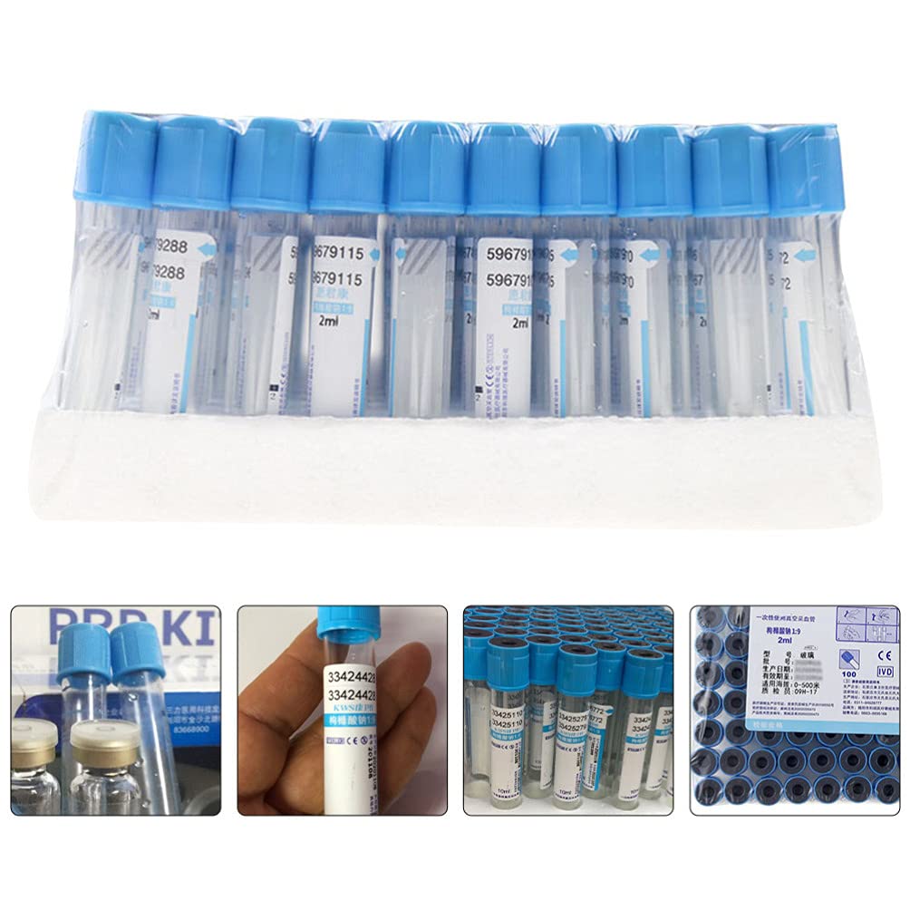 100 provette Sangue 2 ml Provette prelievo Sangue Set provette prelievo Sangue venoso Provette centrifuga Laboratorio Provette in plastica con Tappi e Coperchio Laboratorio