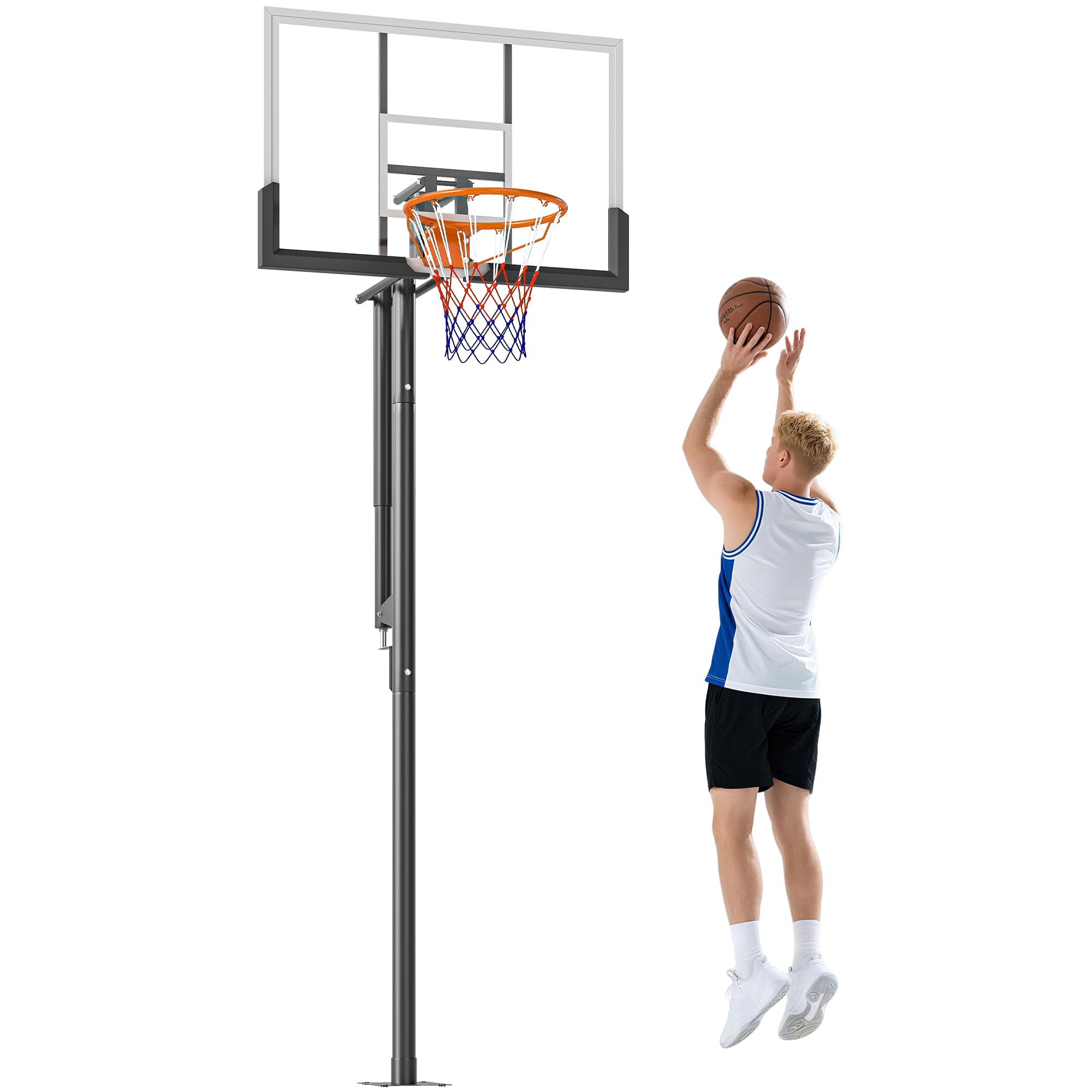 SPORTNOW Canasta de Baloncesto Exterior Altura Ajustable 230-305 cm Tablero Irrompible 120 cm Aro 48 cm