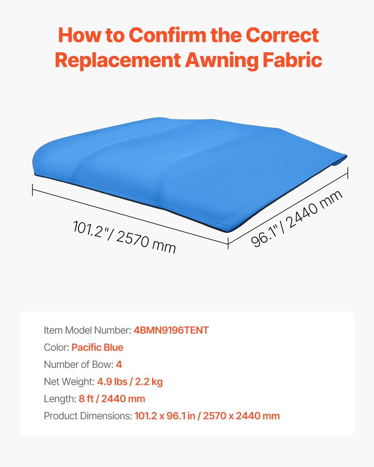 VEVOR Tendalino per Barca - Tendalino per Barca a 4 Archi Unisex Adulto