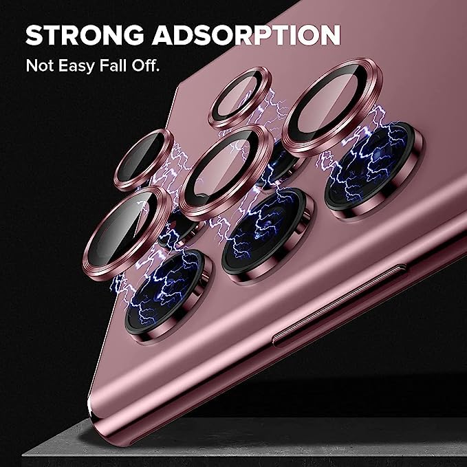 Image of for Samsung Galaxy S22 Ultra Camera Lens Protector Tempered Glass, Alloy Metalin Ring Film for Samsung Galaxy S22 Ultra 5G (5 Pack, Red)