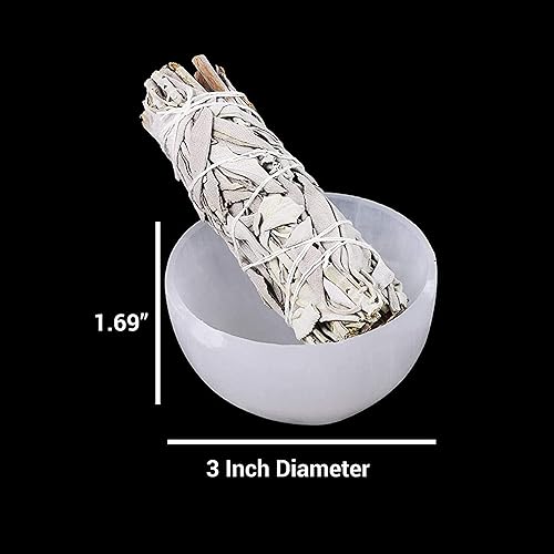 Miniatura 4 de Soul Sticks Cuenco de selenita de 3 pulgadas relleno de piedra semicristal y curativa de selenita pura, cuenco decorativo de carga de cristal de
