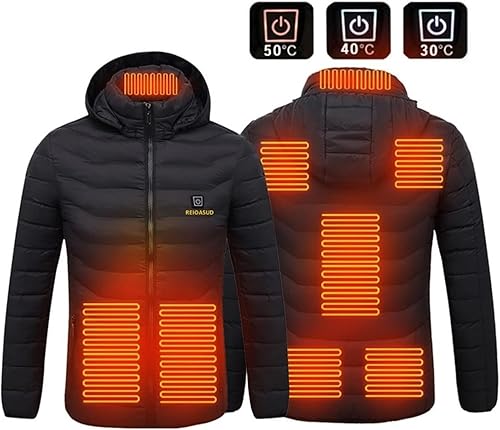 Miniatura 9 de 2025 Heated Hoodie Zip Heated Jacket Multiple Heating Zones Coat with 3 Heating Levels for Men Women Winter Outdoor