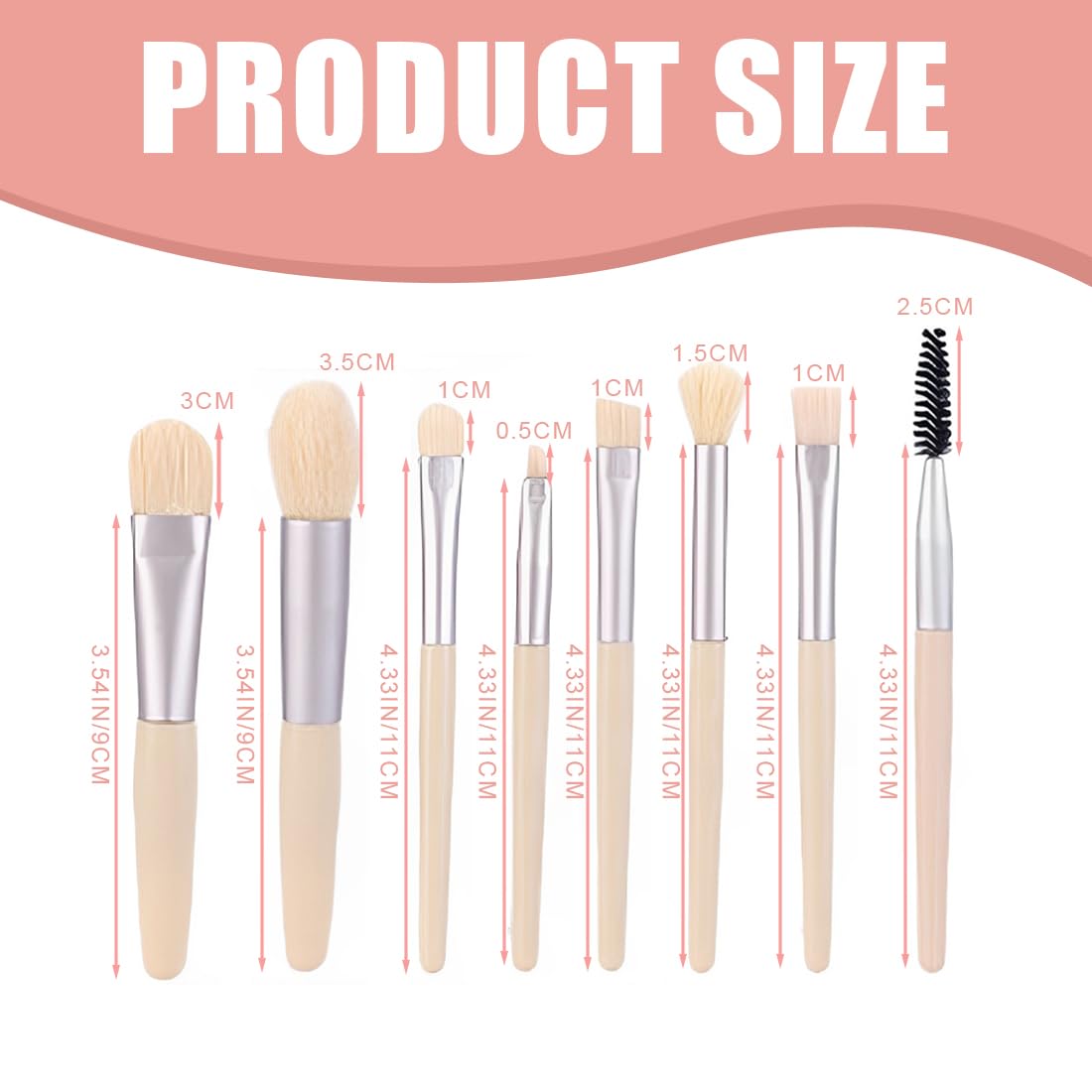 Pinceles de Maquillaje, Juego de 8 Piezas con Bolsa de Almacenamiento, Brochas de Maquillaje de Ojos Profesionales, Adecuado para Principiantes y Profesionales, Uso en Multiple Ocasiones