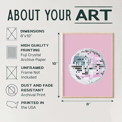 Miniatura 2 de Decoración de bola de discoteca  Arte de pared estético de los años 70 y 80 para dormitorio universitario  Decoración de habitación preppy