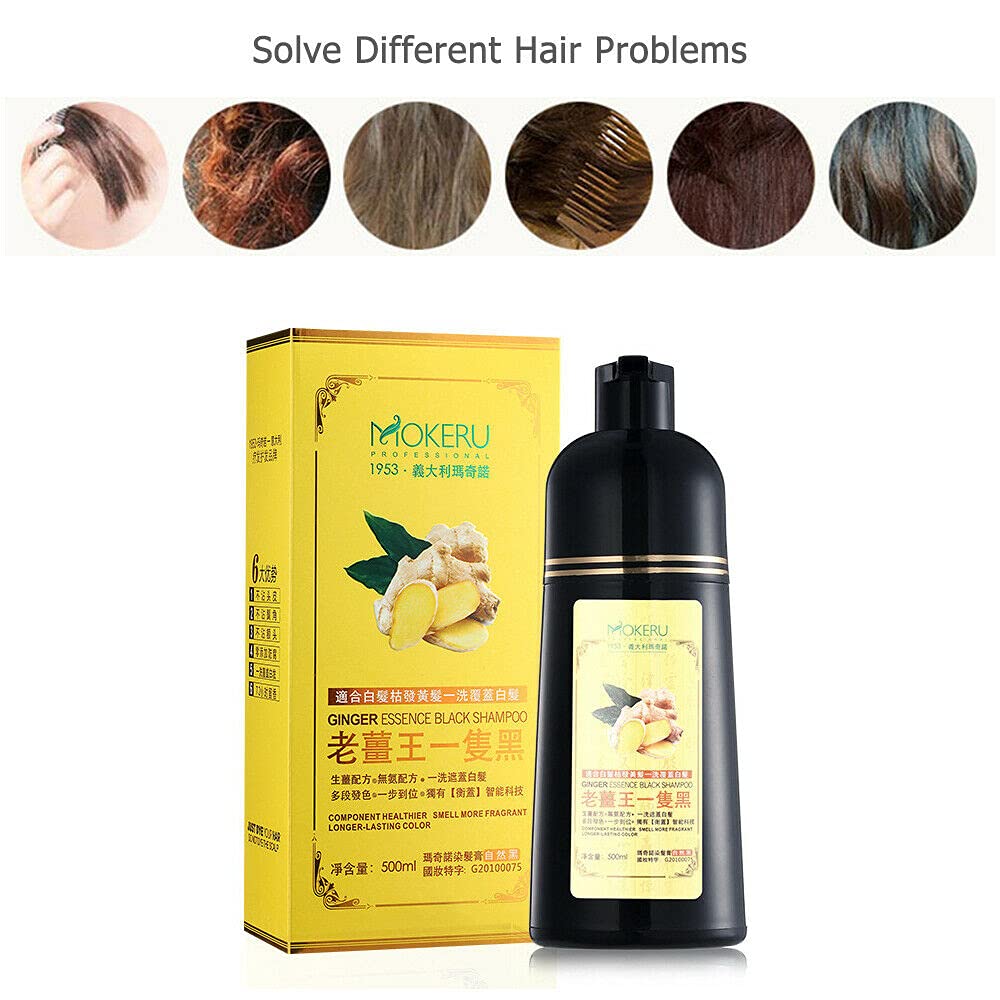Buy Mokeru Ginger Herbal Instant Black Hair Dye Shampoo For White Hair