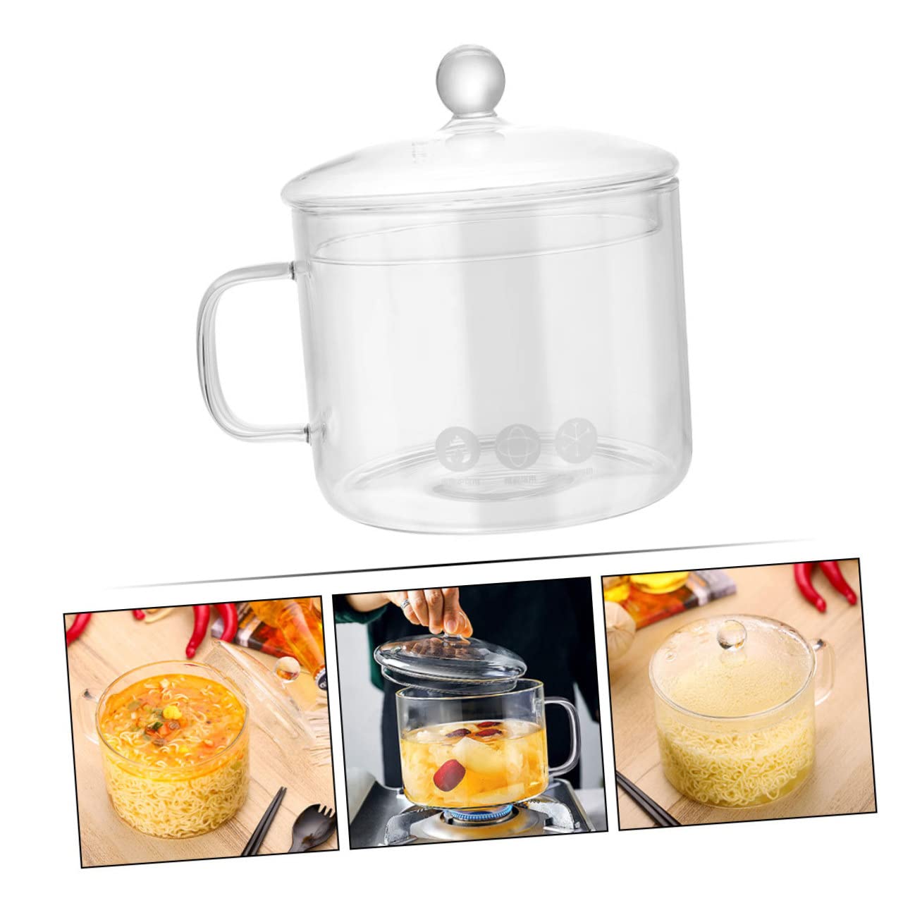 Hitzebeständiger Glas schmortopf mit Deckel Transparenter Kochtopf für Herd und Mikrowelle Großer Glas topf für Suppe Babynahrung und Nudelgerichte Vielseitig Einsetzbar