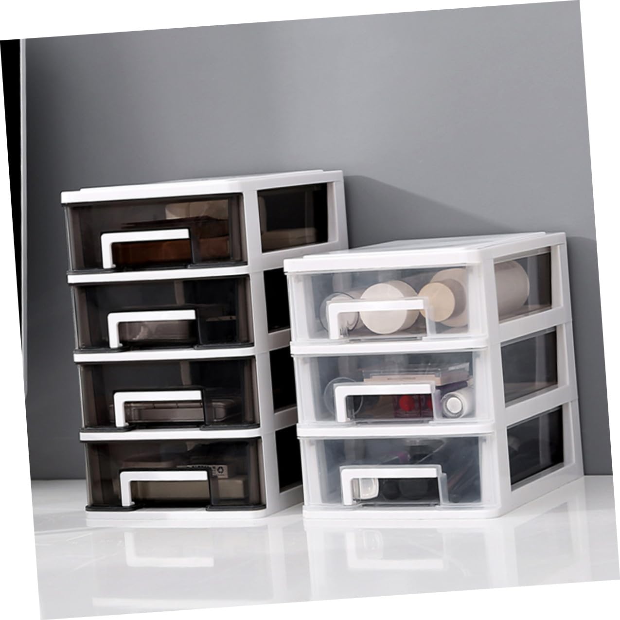Alipis Cassettiera Plastica Trasparente Bianca Organizer Portatile per Ufficio e Casa Multiuso da Scrivania per Ordinare Oggetti Piccoli e Di Dimensioni Intermedie