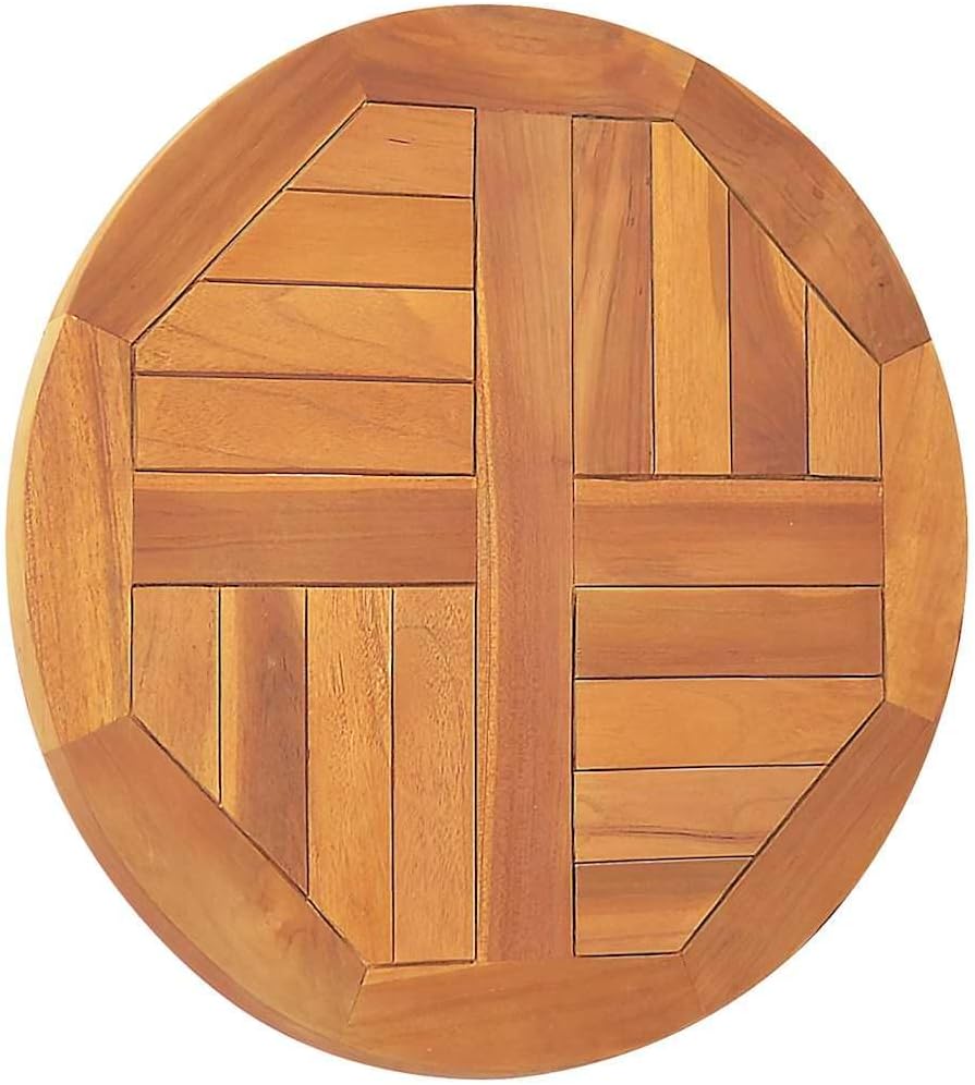Round Table Top Solid Teak Wood, Replacement Table Top for Dining/Patio/Garden Use, 19.7"x19.7",-974