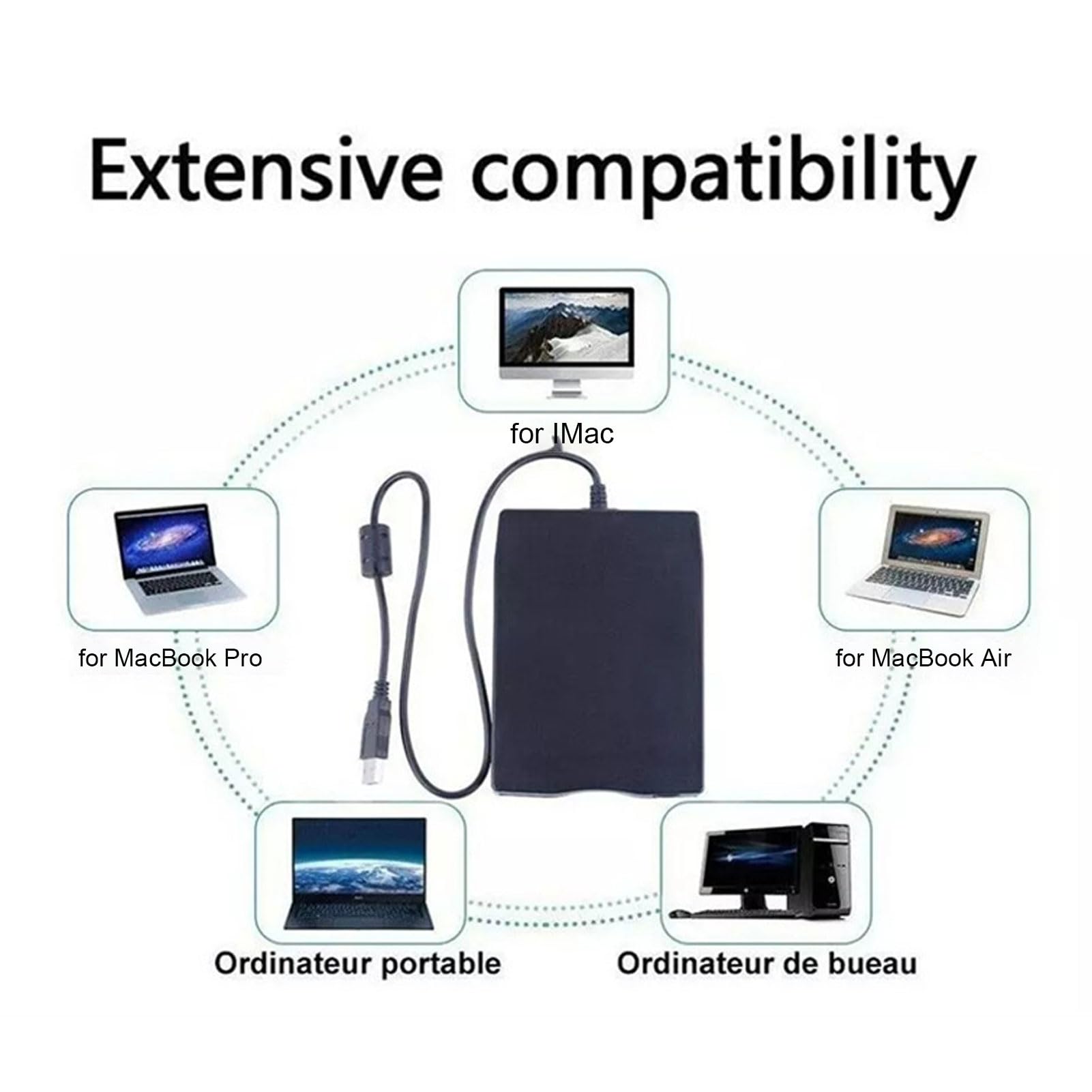 Ausla Lettore di Floppy Disk USB, unità Floppy Disk Esterna Portatile per Floppy Disk da 3,5 Pollici 720KB 1.44MB, con Forte Anti-interferenza, Compatibile con PC Laptop da 98 a 8.