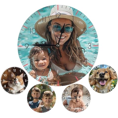 Mount Hour Custom Personalized Photo Text Logo Round Wall Clock Customizable, DIY CustomSilent Non-Ticking Decorative Clocks Battery Operated Quartz Quiet Desk Clocks for Home Bathroom Cover