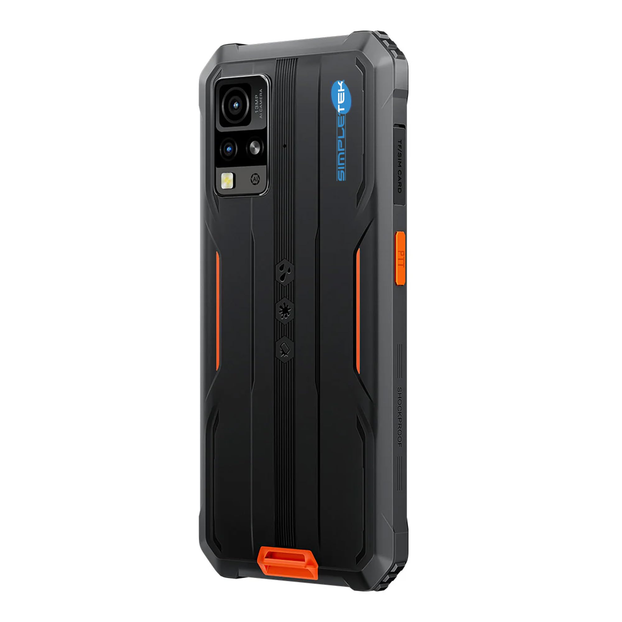 SIMPLETEK Smartphone profesional resistente, 128 GB ROM, 4 + 8 GB RAM Boost - batería de 5180 mAh, protección IP68/IP69K, Android 14, NFC, Dual SIM | Duradera