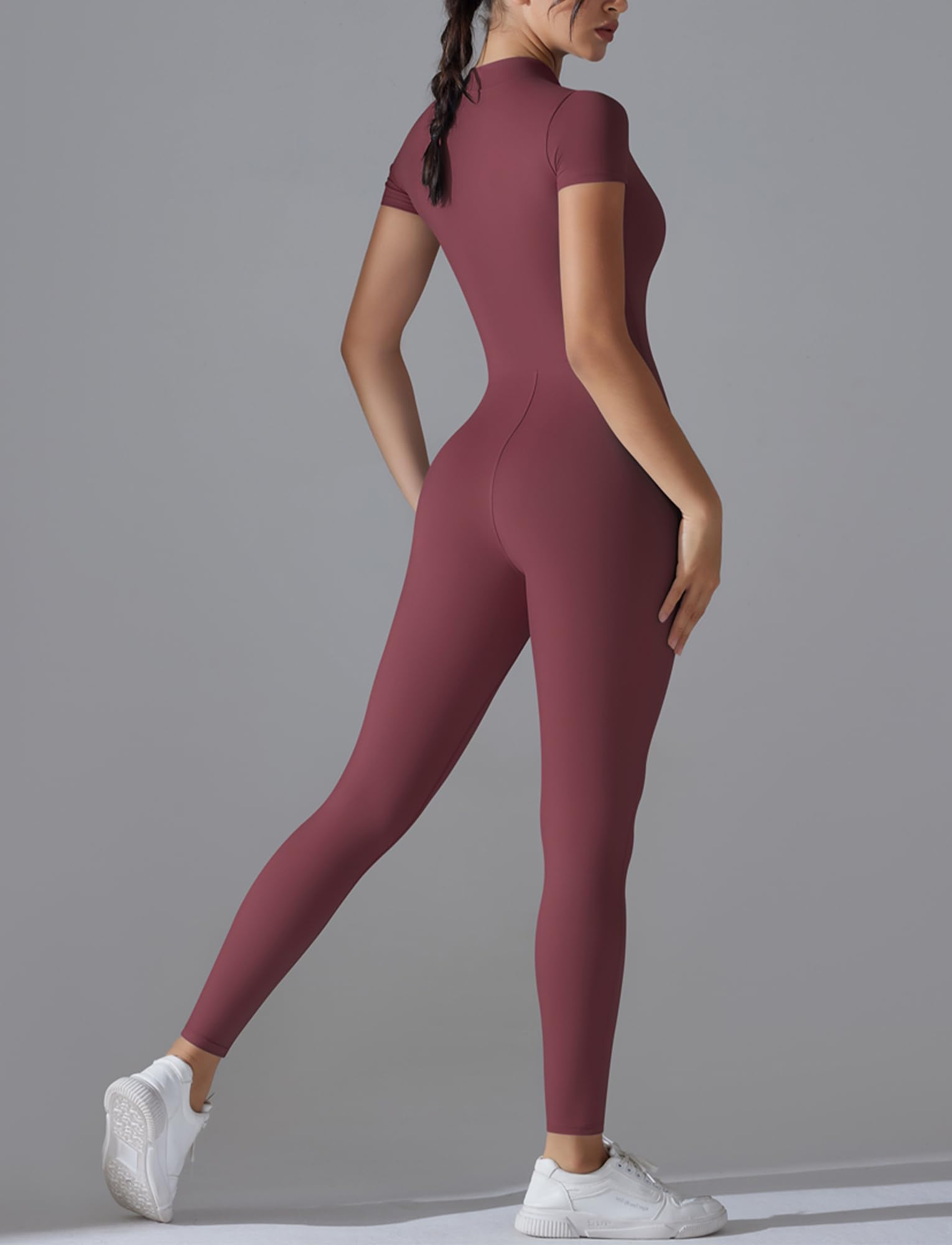 SEAUR Combinaison de Sport Yoga Sexy Manches Courtes Femme Jumpsuit de Sport Fitness Dame Body de Yoga Skinny Une Pièce L