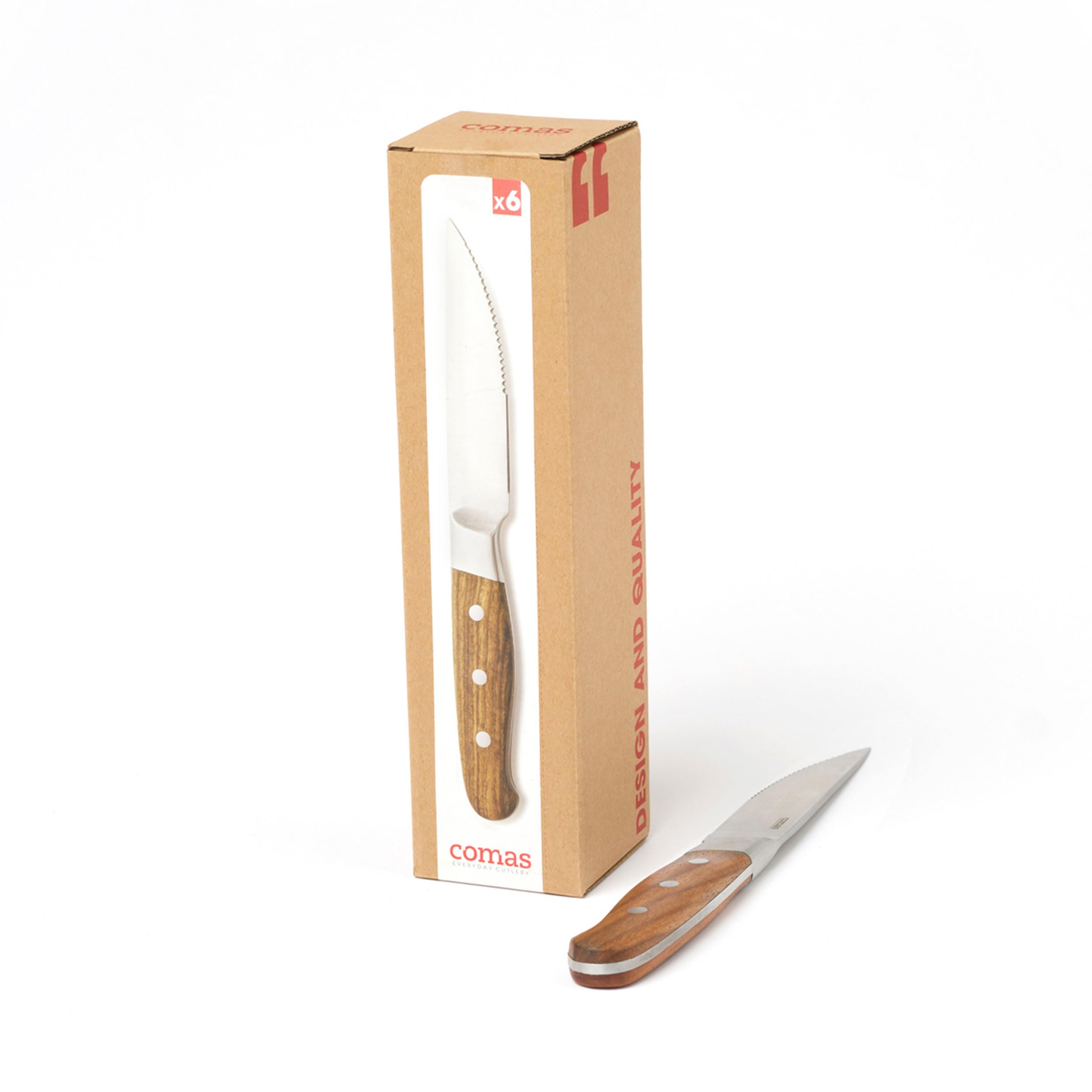 Couteaux à Viande Comas Aconcagua Noir – Set De 6 Pièces En Acier Inoxydable, Neuf
