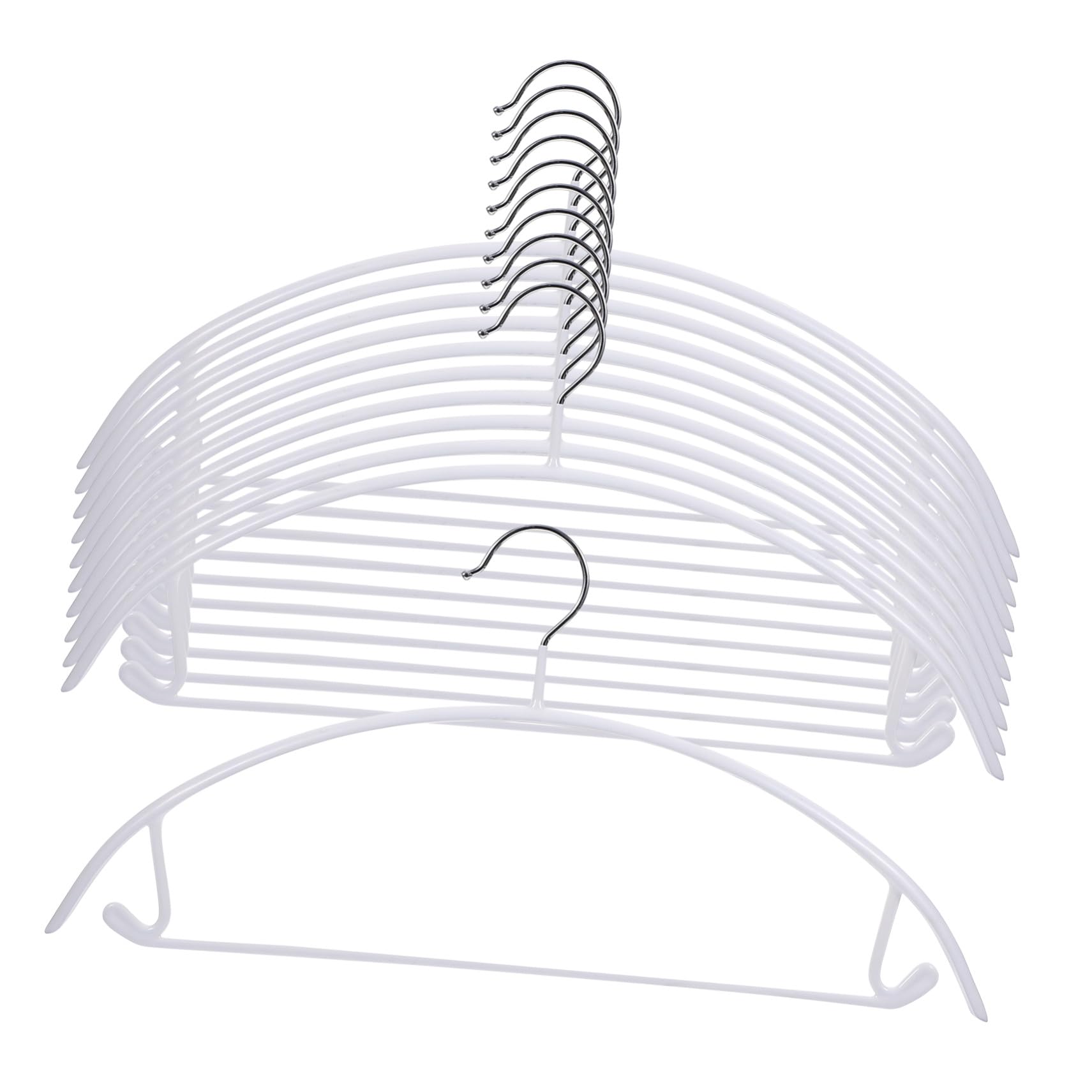 Grucce in Pvc Semicircolari, Set 10 Pezzi, Bianco, 8 Kg | Ferro Rivestito in Pvc, Antiscivolo, Ganci alle Estremità, per Gonne e Cappotti