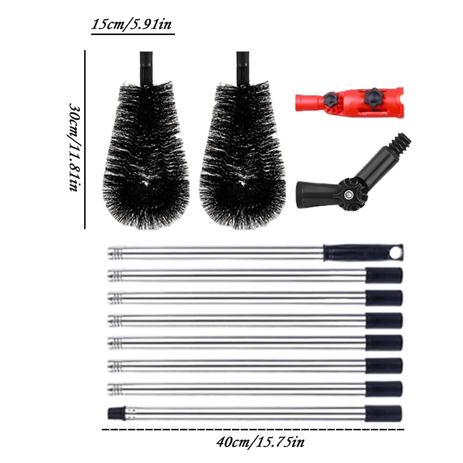 Outils de Nettoyage de Gouttières | Brosse de Toit à Manche Télescopique | Poteau d'Accès Long de 3,2 mètres pour Le Toit, Qui Permet d'Enlever Les Branches et Les Débris, sans Avoir Besoin d'Échelle