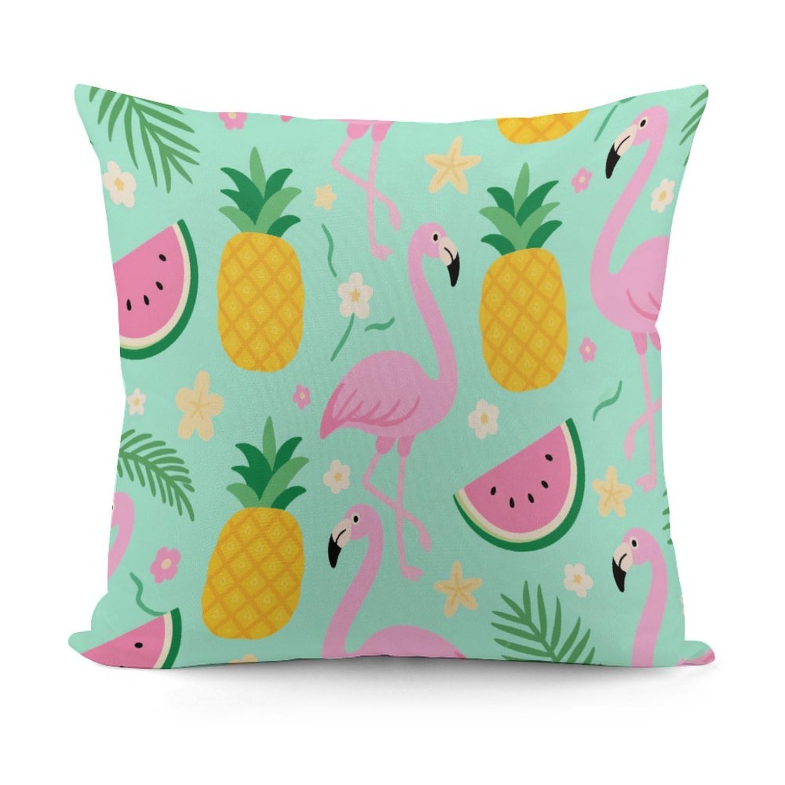 VstaDank Pineapple Watermelon Flamingo Throw Pillow Covers Fade-Resistant Removable Pillowcase Square Cushion Case Cozy Pillow Case Breathable Pillow Protector Soft Pillow Shams 18"x18"