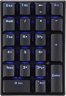Wireless Mechanical Numeric Keypad, 21 Keys Mini Numpad Portable Keypad Backlight Gaming Keypad, Fadeless Durable Backlit 21 Keys LED Mechanical Keyboard(Green axis)