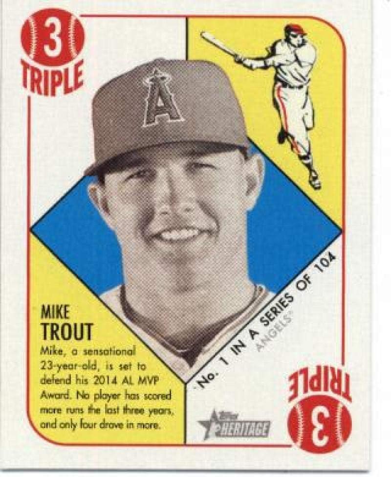 2015 Topps Heritage '51 Collection Mini Red Back #1 Mike Trout Angels Baseball Card NM-MT (Miniature Card)