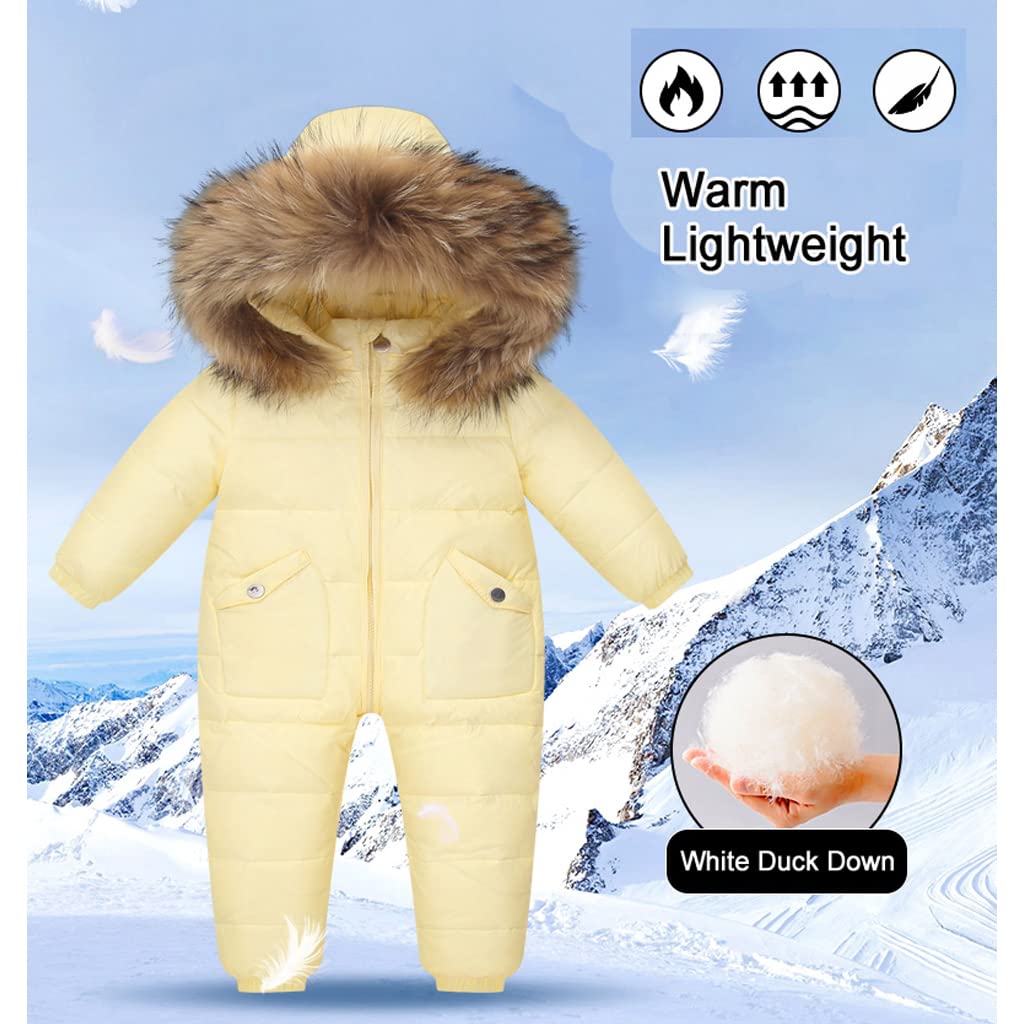 BRONG Traje de Nieve para Niños Mameluco con Capucha Bebé Niñas Invierno Pelele Chaqueta de Plumas Mono Todo en Uno Ropa Exterior con Cremallera