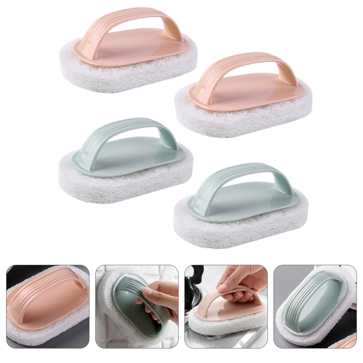 SOLUSTRE 12 Piezas Cepillo Limpieza Cepillo Esponja Limpieza Auto Pincel Cocina brocha Cocina depurador esponjas Esponja Lavado Cepillo con Mango plastico Ventana detergente