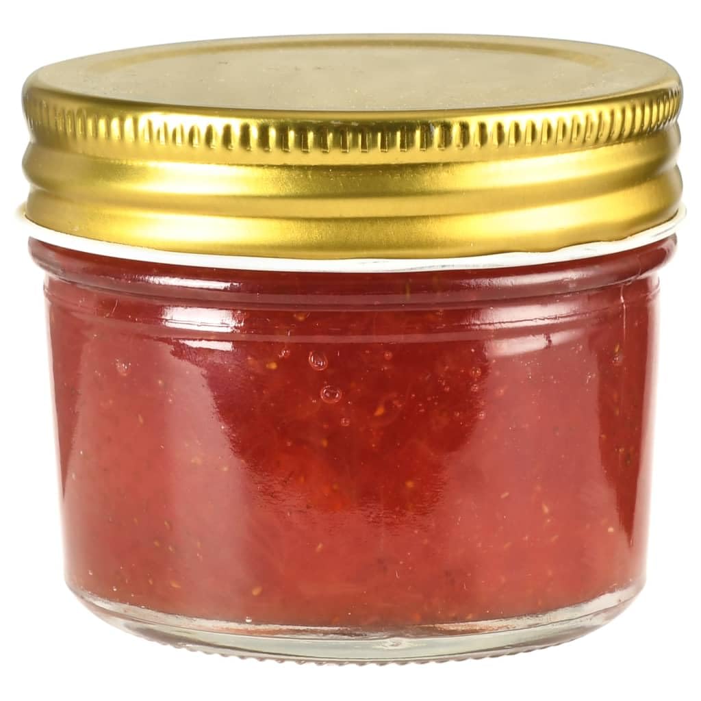 48 Stk. Einmachgläser 110 ml mit goldenem Schraubdeckel, kleine Gläser zum Einkochen, Marmeladengläser Set für Konfitüre, Chutney, Gewürze und Desserts