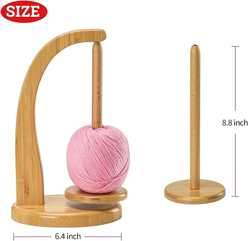 Miniatura 6 de Portahilos con 2 piezas de husos para tejer y ganchillo, regalo de ganchillo para amantes del tejido, hilandero de madera para ganchillo de Artowell