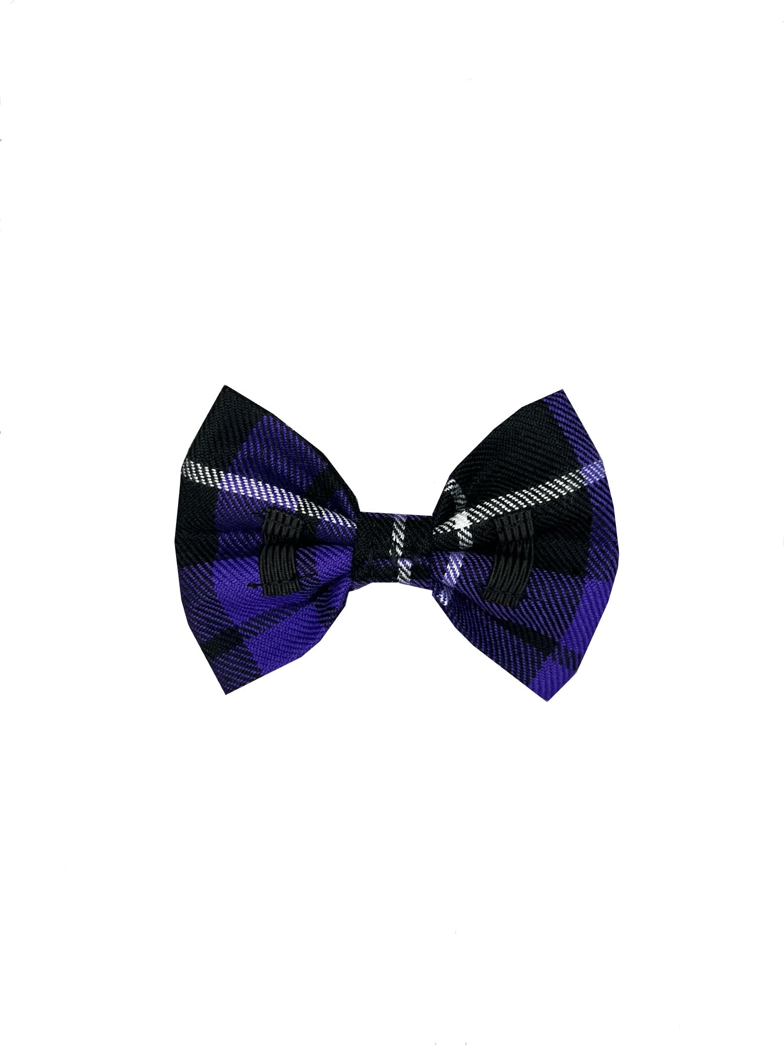 New Dogs Bow Tie Tartan woven Elastic Band attach COLLAR ACCESSORY Handmade UK (Medium tartan purple), beige - Image 2