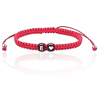 Vista 31 de Initial Bracelets for Women Teen Girls, Initial A-Z Heart Letter Charm Bracelets Handmade Adjustable Rope Bracelets for Mother's Day Graduation Black