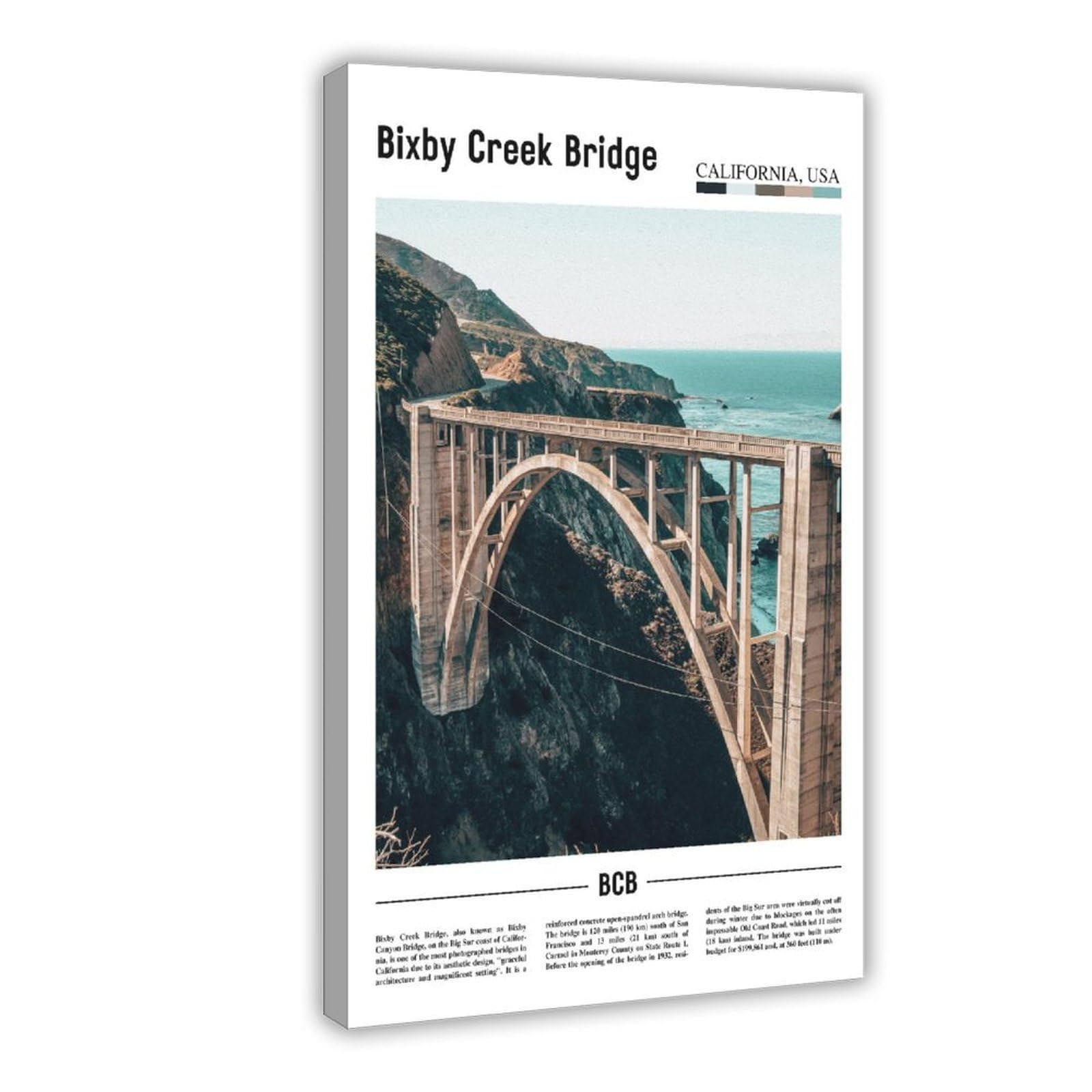 Wcyb Frame Bixby Creek Bridge Monterey County California Usa Scenery Travel Prints Posters Canvas Deco Paintings Wall Art For Office Living Room Hangable 2