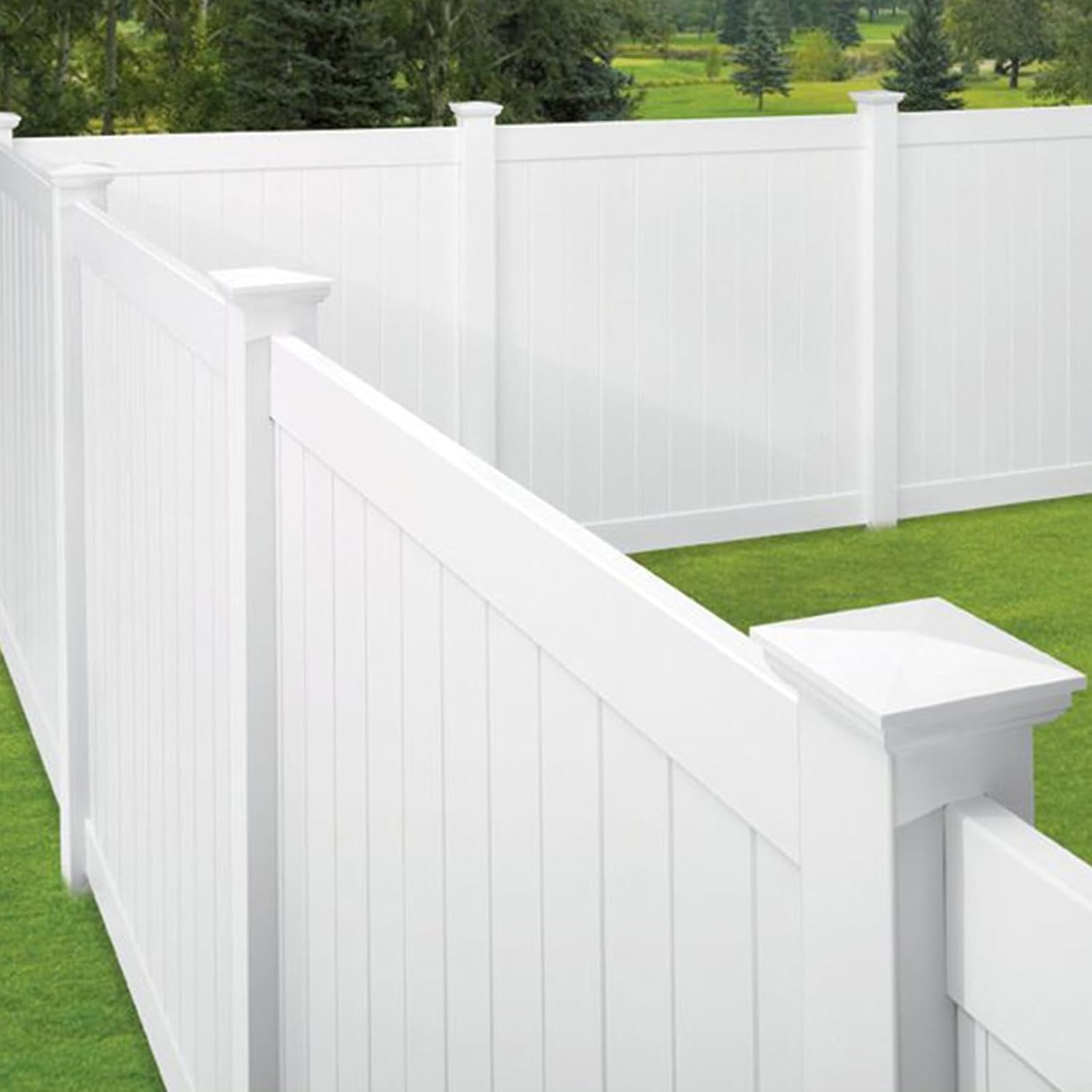 Canomo 4 x 4 White Vinyl New England Post Caps Pyramid Square Fence Post Top for 4" x 4" Vinyl Fence Post, Waterproof, Moisture-Proof and UV Resistant, 2 Packs