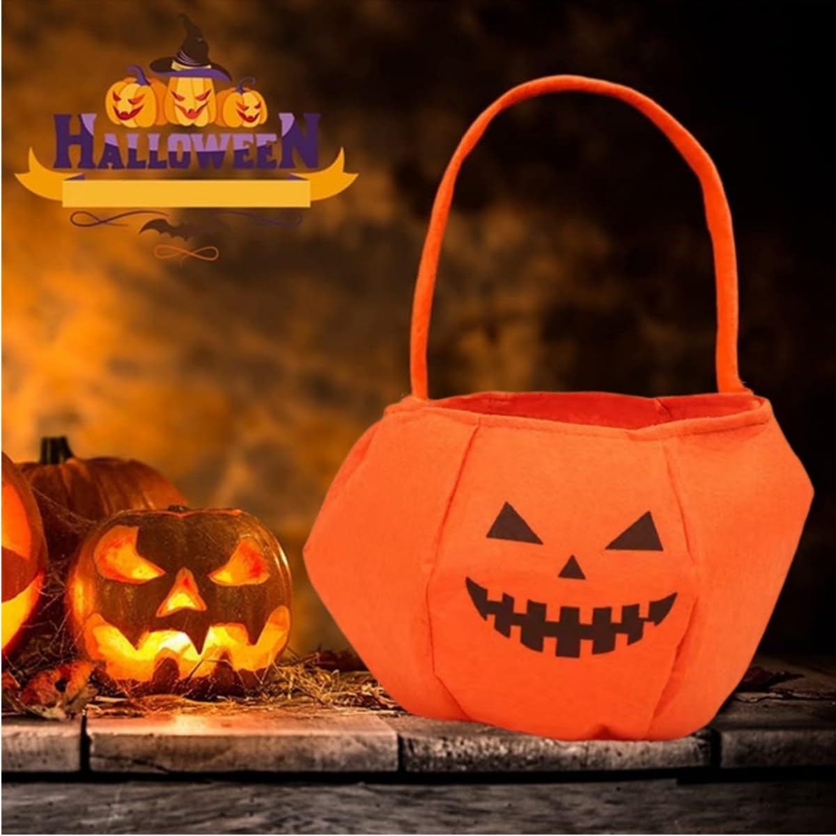 Borsa Per Caramelle Di Halloween A Forma Di Zucca - 2 Pezzi - Sacchetto Dolcetto O Scherzetto Per Bambini (Arancione, 20x13x28 Cm)