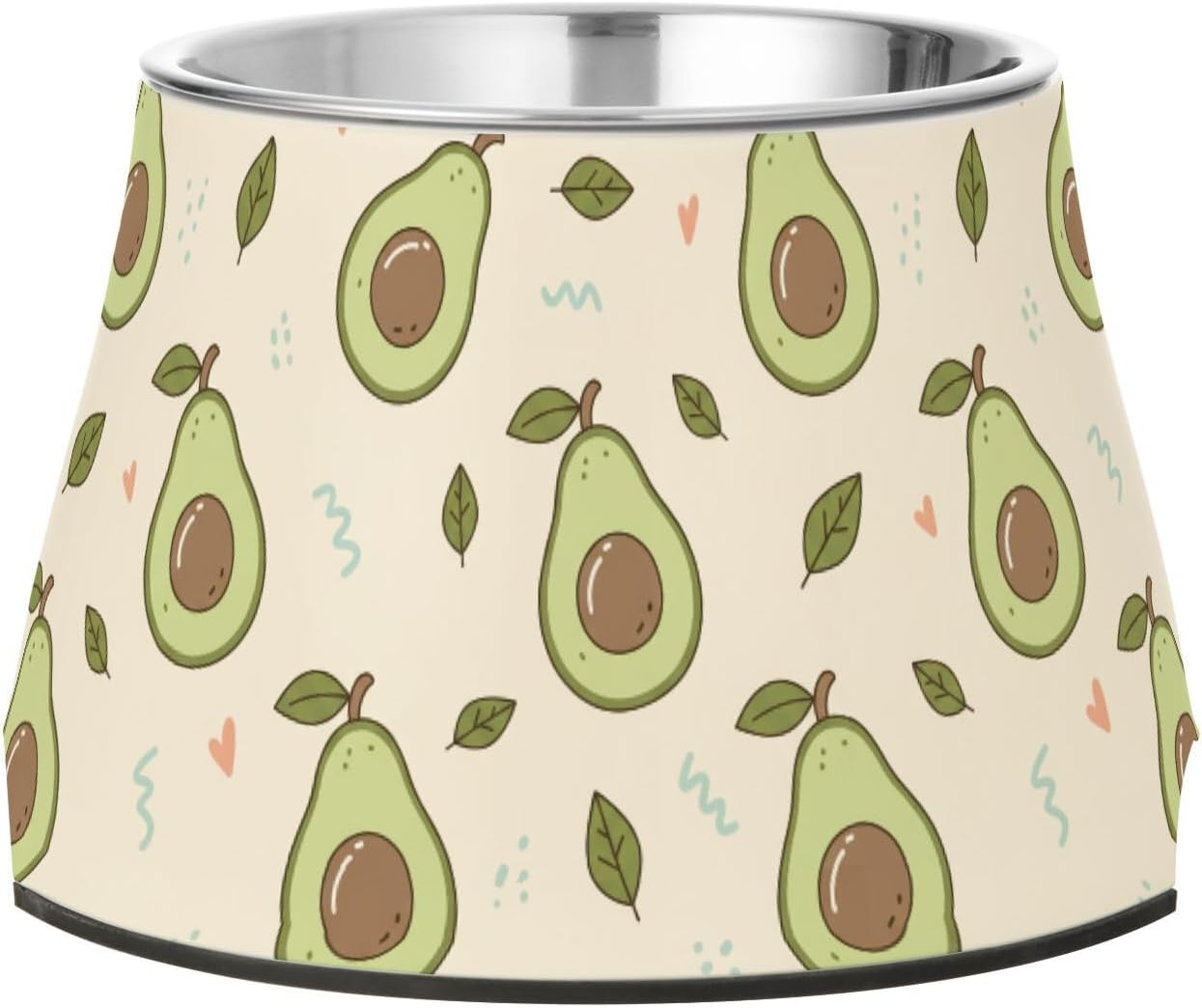 Avocado Beige Leaf Pattern Elevated Dog Bowls Stainless Steel Dogs Cats Food Station Non-Slip Food Feeder for Small Pets