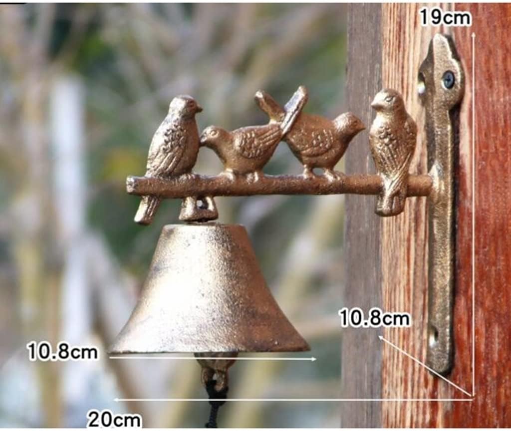 Vintage Cast Iron Bells Four Birds Doorbell, Outdoor Garden Wall Decorative Hand Crank Doorbell
