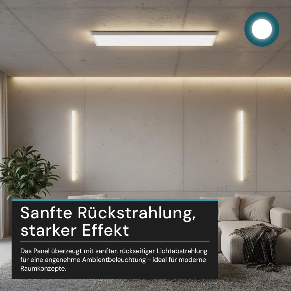 LUXULA 5er Pack LED Panel 58x20 cm Weiß, 24W 2200lm, IP44 Feuchtraum, LED Deckenleuchte dimmbar mit Fernbedienung, Deckenpanel dimmbar, Deckenleuchte flach rechteckig, Deckenlampe Badezimmer