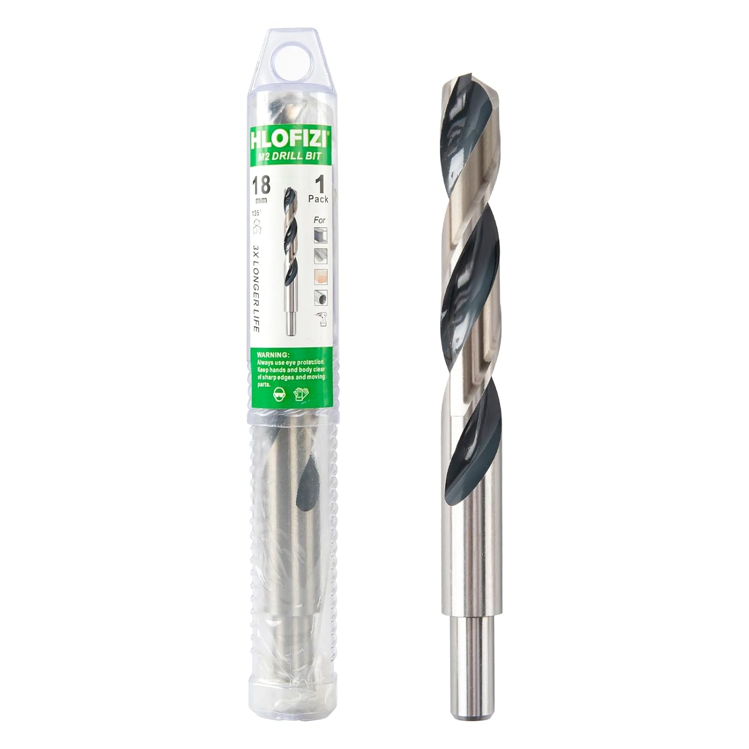 18mm M2 Drill Bit (1 Pack), Metric High Speed Steel Drill Bit for Metal, Stainless Steel and Hard Wood